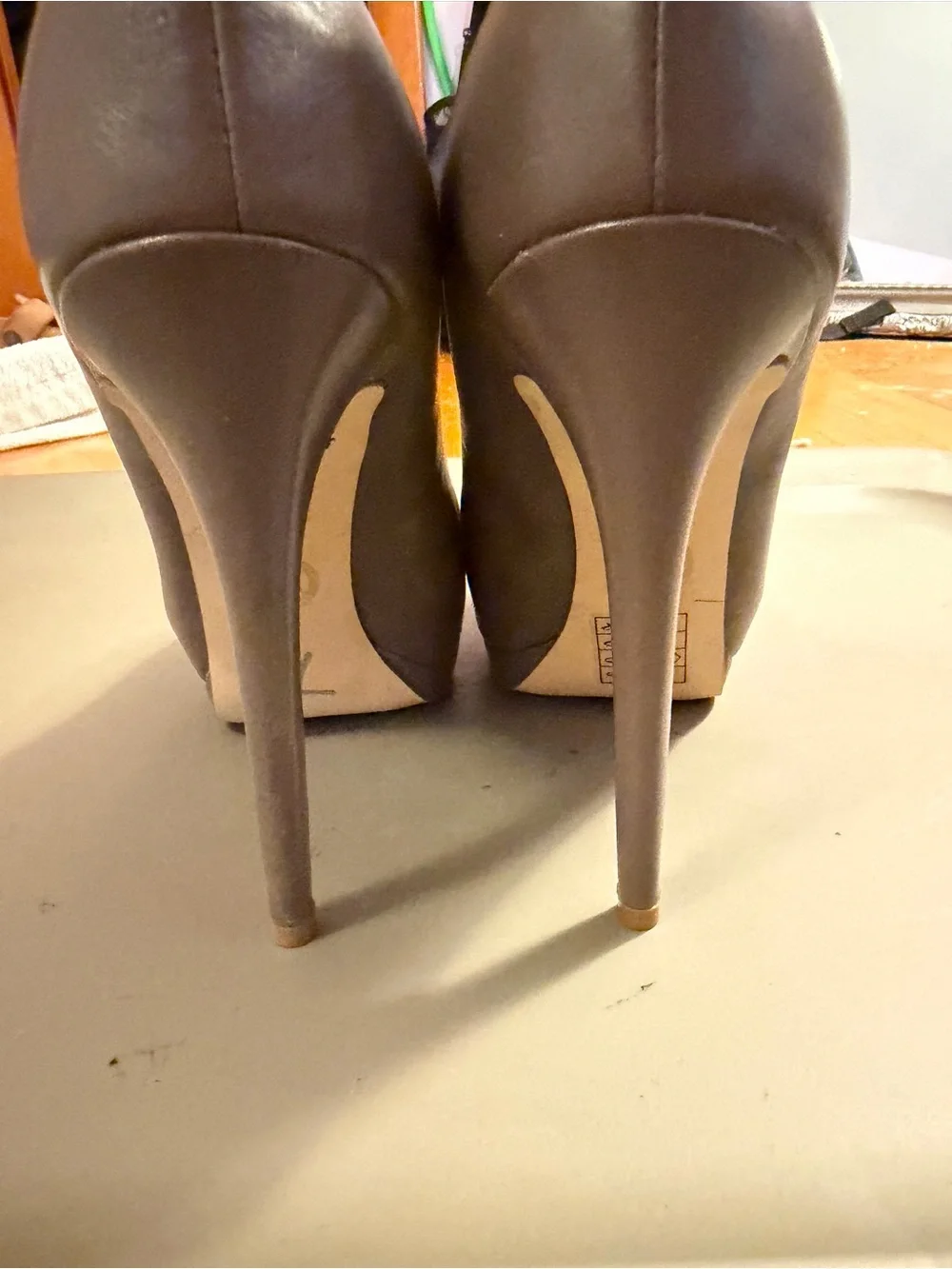 Michael Kors Taupe Pointed-Toe Leather Heels